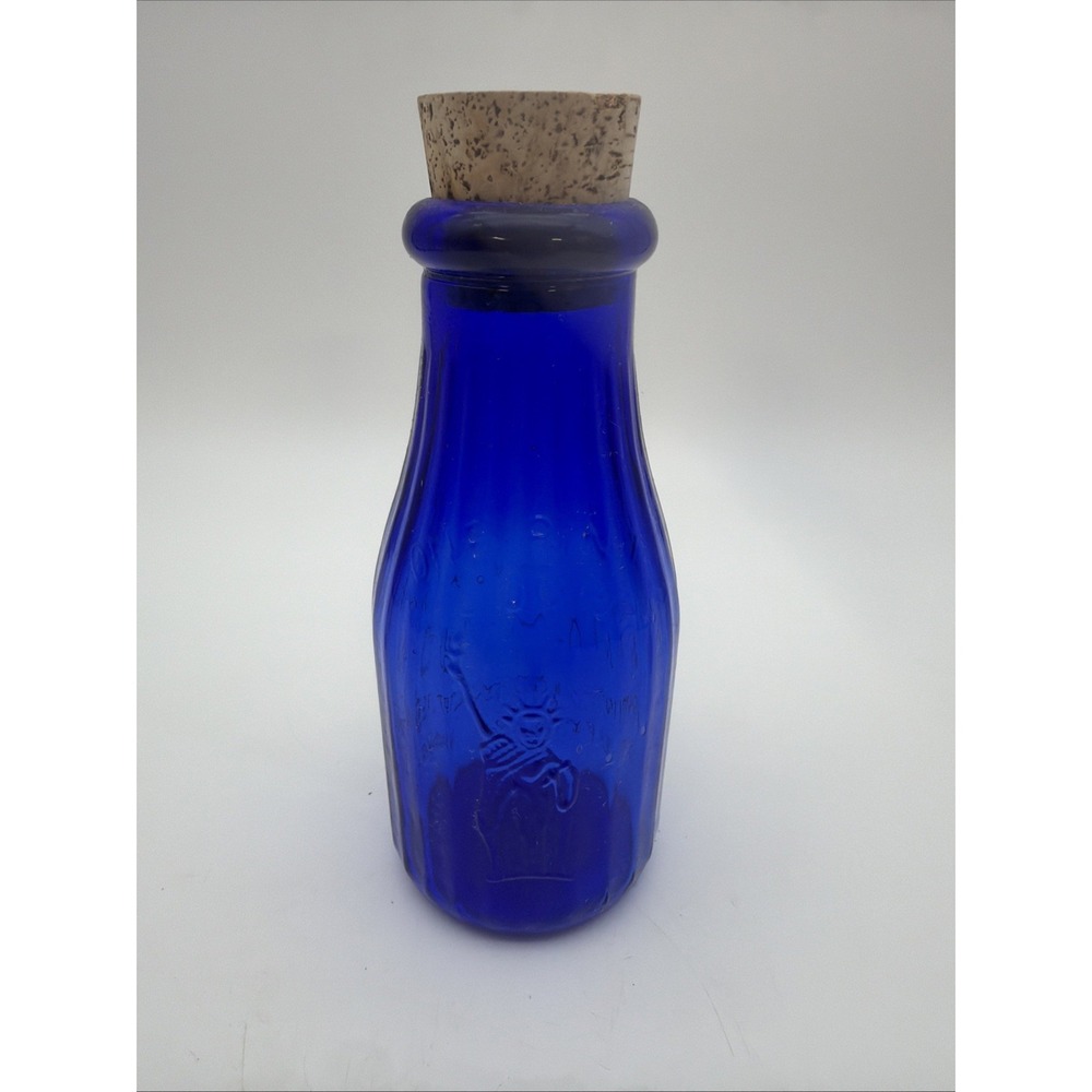 vintage cobalt blue glass Liberty Milk Co. in Buffalo, New York
